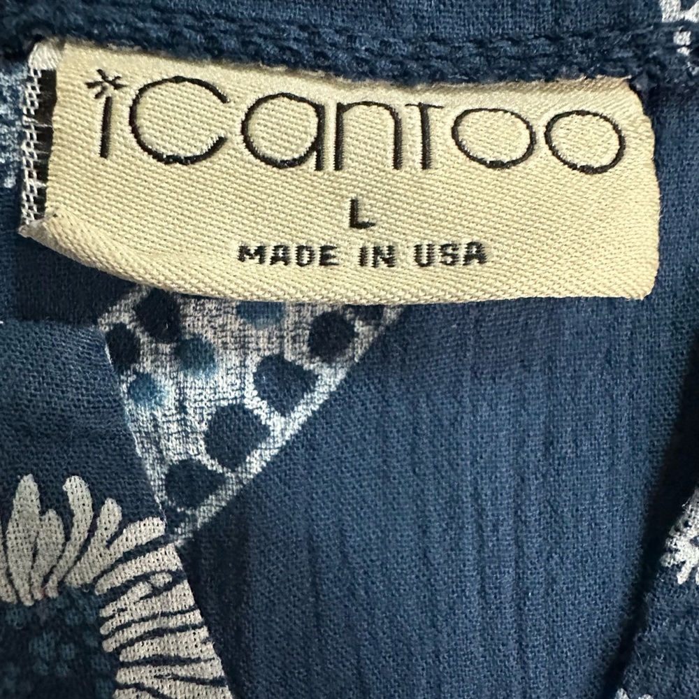 Ocean Breeze Navy Coastal Tunic Top – 100% Cotton Beach Print Blouse Size L - Picture 5 of 7